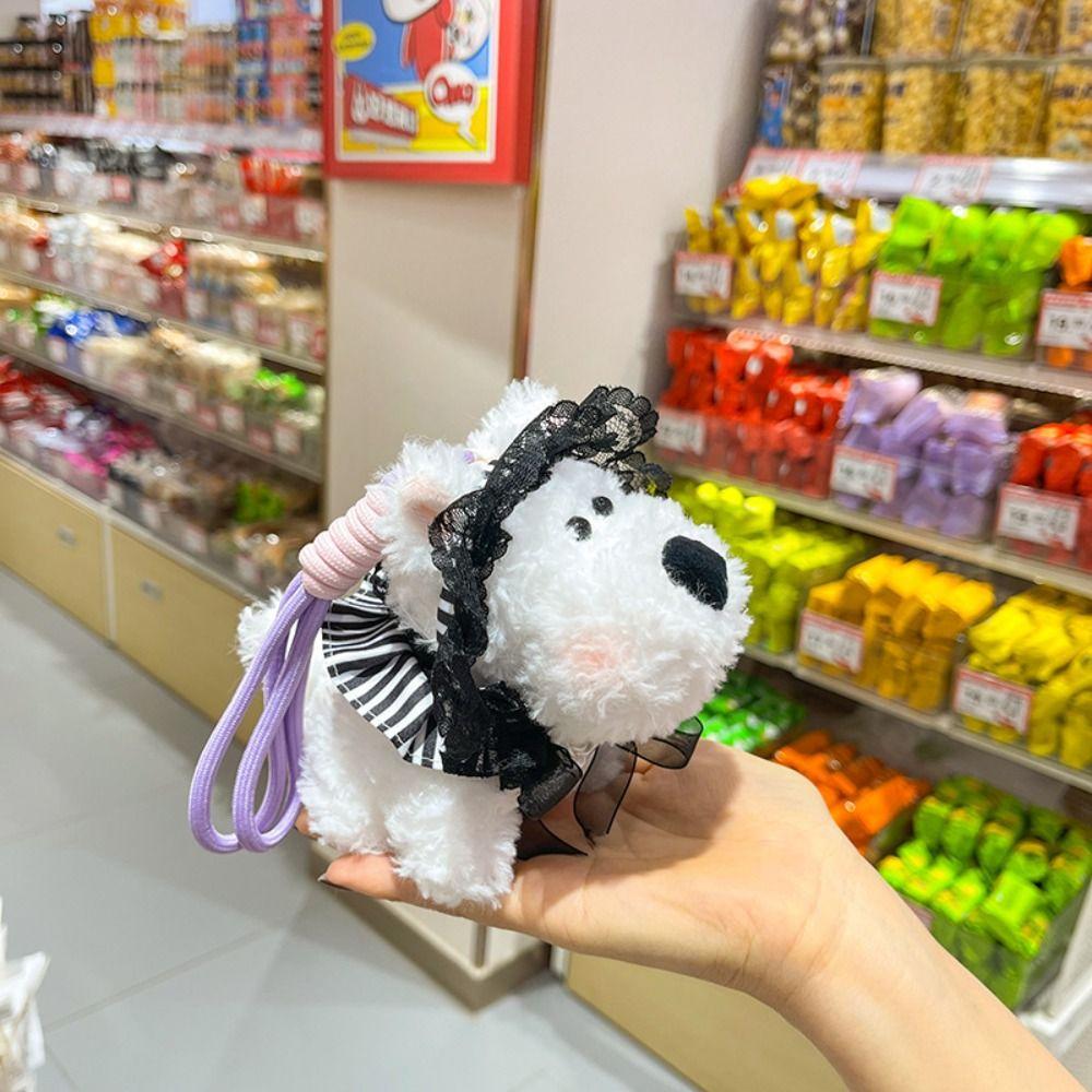 Lovely Stuffed West Highland Bag Pendant Cartoon Animal Puppy Doll Keychain Cute Anti-lost Car Hanging Pendant Birthday Gift