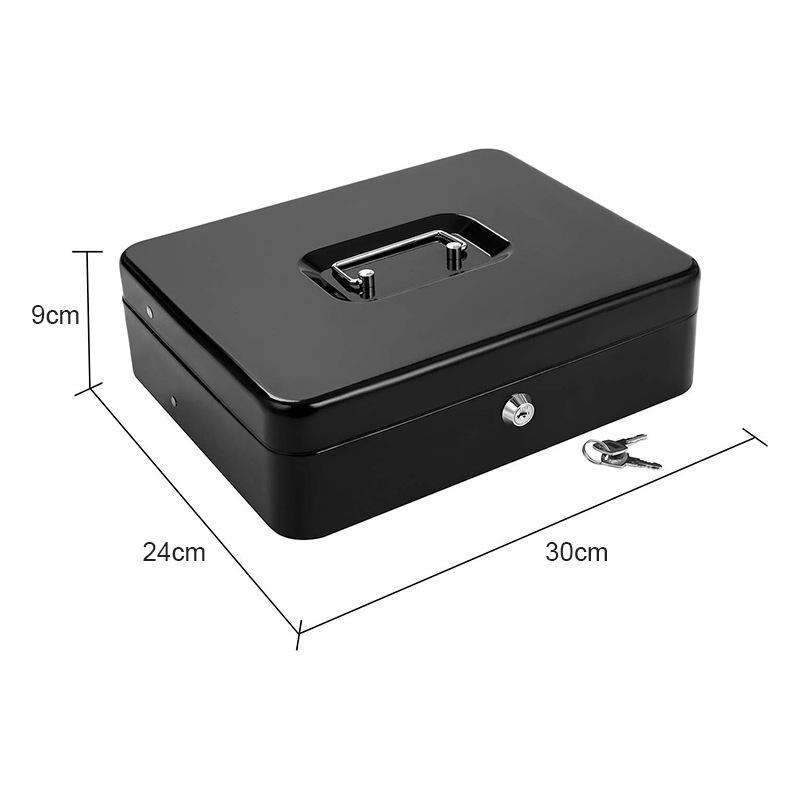 Child's Key-Operated Metal Money Box Safe with Bill Clip and Storage 