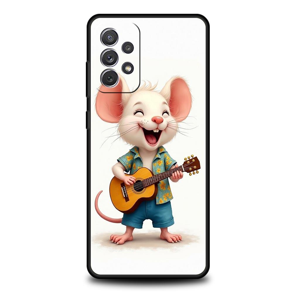 

Phone Case for Samsung Galaxy A13 A15 A17 A07 A21S A22 A23 A25 A31 A73 A32 A52 A52S A41 Soft TPU Shell Funny Rock And Roll Mouse samsung a72