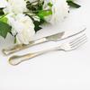 16Pcs Vintage Carved Gold Cutlery Set Western Stainless Steel Dinnerware 4 Colors Flatware Spoon Knife Fork Tableware Kitchen Silverware