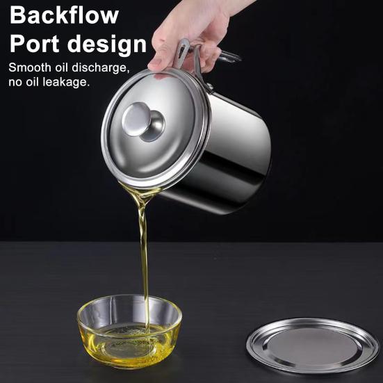 Edelstahl Ölfilterbehälter 1,3L Große Kapazität Küchenölkanne mit Feinsieb Rostfrei Spülmaschinenfest Küchenölbehälter zum Frittieren Kochen