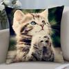 Adorable Cat Cute Pillow Case Short Plush Pillow Covers Sofa Decorative Gift Home Double-Sided Printing Cushion Cover