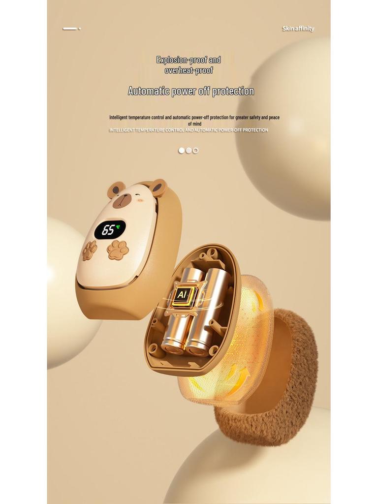 USB-wiederaufladbarer Cartoon-Handwärmer - Niedliches Plüschtier, Digitalanzeige, Tragbares Mini-Wintergeschenk für Babys & Mädchen