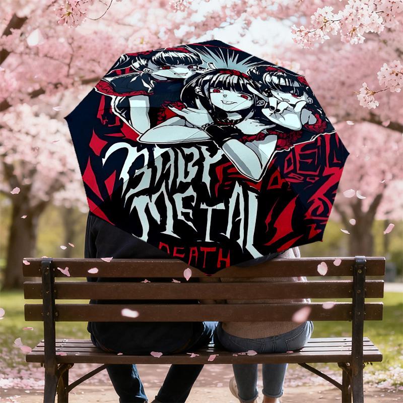 1pc Magical Metal Death Automatic Folding Umbrella 8 Rib Iron Frame, Suitable for Travel, Daily Use, Birthday, Women & Men Gift c1231031