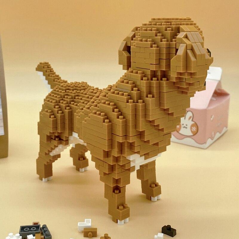 18243 Tierwelt Golden Retriever Hund Stand Haustier Puppe Modell Mini Diamant Blöcke Ziegel Gebäude Spielzeug für Kinder keine Box