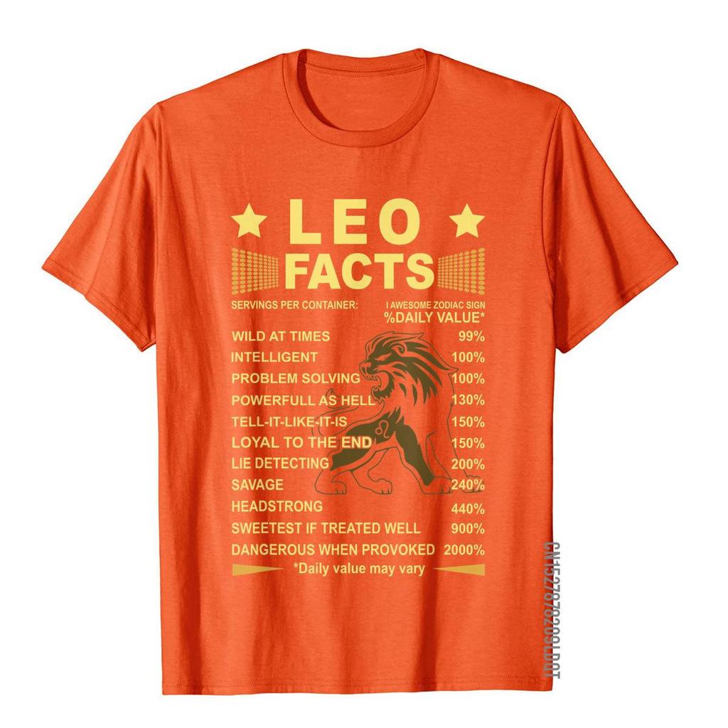 Leo Facts Zodiac Funny Leo Birthday Gift Tee TShirt Rife Adult T Shirts Fitness Tops T Shirt Cotton Simple Style