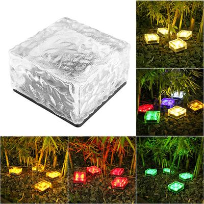 Solar Lamps, Ice Brick Lamps, Glass Floor Tiles, Square Ground-mounted Lamps, Courtyard Lamps, Solar LED Lamps, Decoration, Energy Saving