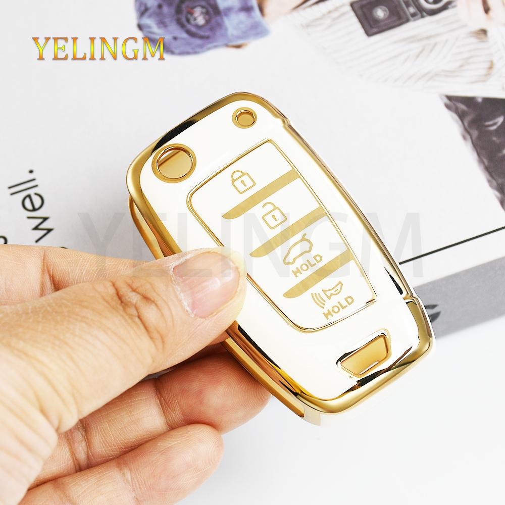 Shell Fob Car Flip Key Case Cover Holder For Hyundai Elantra Solaris Tucson I30 I35 I40 Kona Genesis Santa Fe Azera Accessories