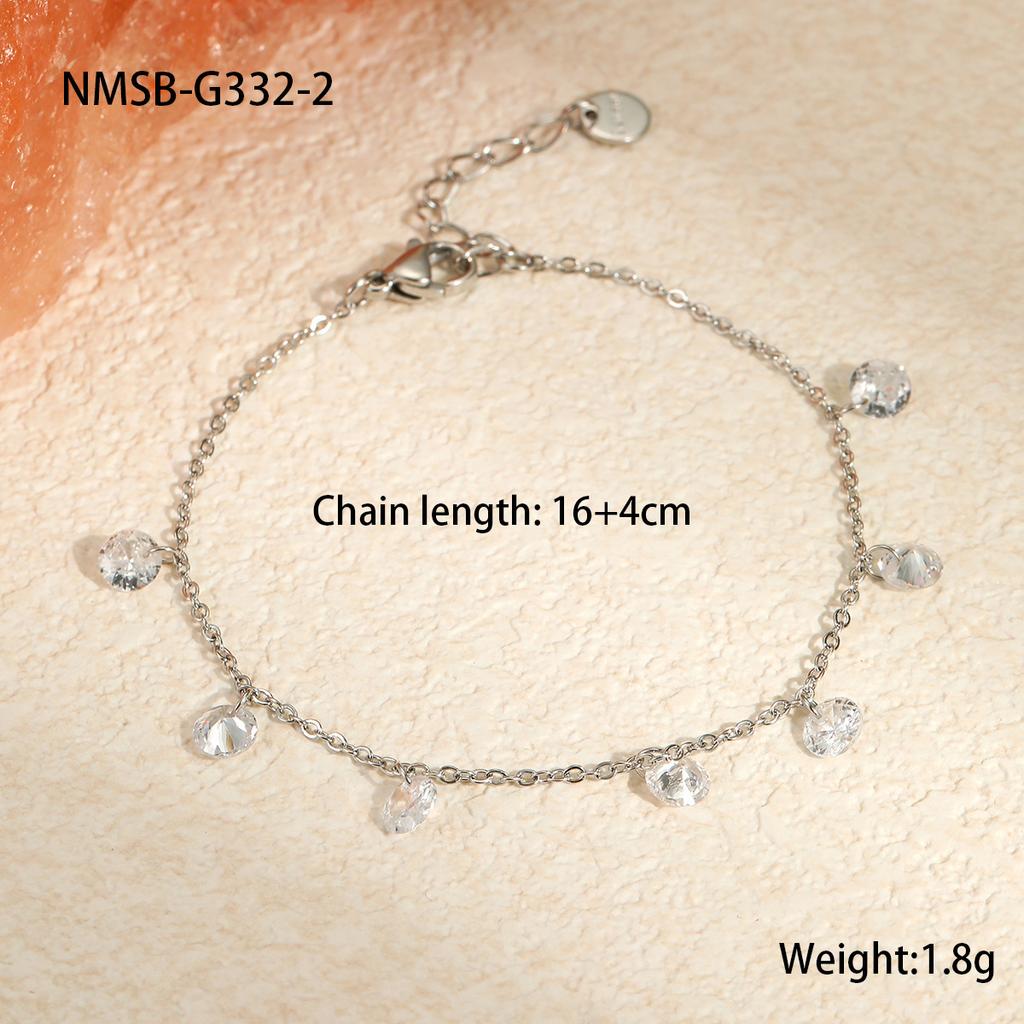 Hot-selling Color Zircon Series Stainless Steel Necklace  Fashionable French Exquisite Temperament Collarbone Chain 