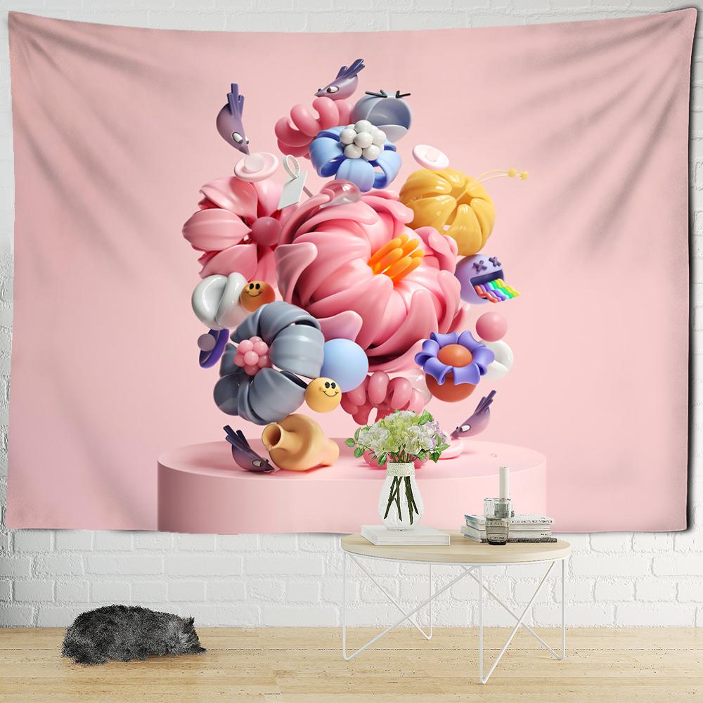 Colorful Expression Model Tapestry Wall Hanging Cartoon Kawaii Hippie Tapiz Art Simple Room Home Decor