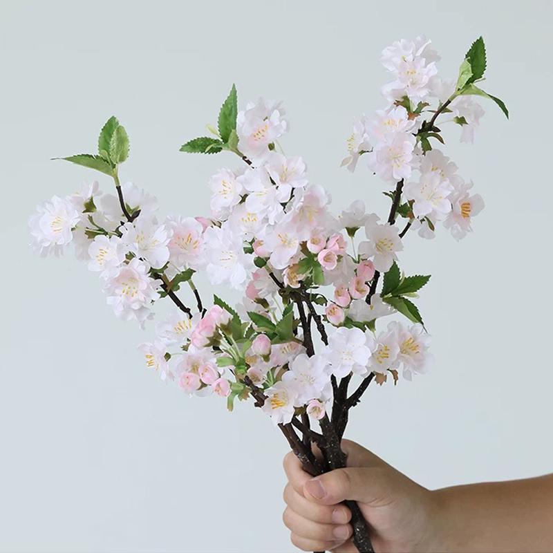3Pcs White Cherry Blossom Artificial Flowers Spring Home Wedding Decor Table Centerpiece Flowers Pink Japanese Aakura Floral