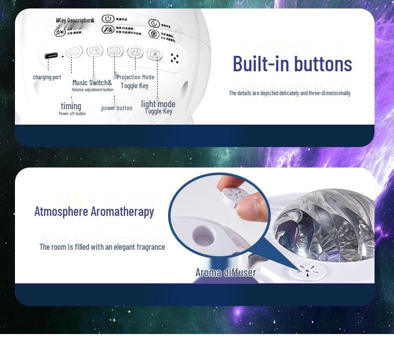 Aurora Bluetooth Colorful Star Projector Night Light - Romantic Bedside Atmosphere Gift