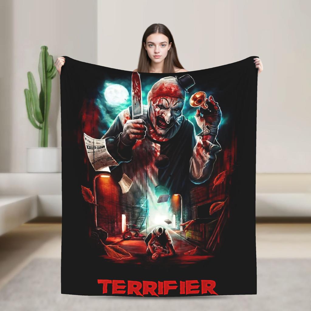 Terrifier Decke Film Kunst Der Clown Camping Flanell Bettwäsche Überwürfe Für Heimdekor Weich Warm Benutzerdefinierte Qualität Tagesdecke Geschenk