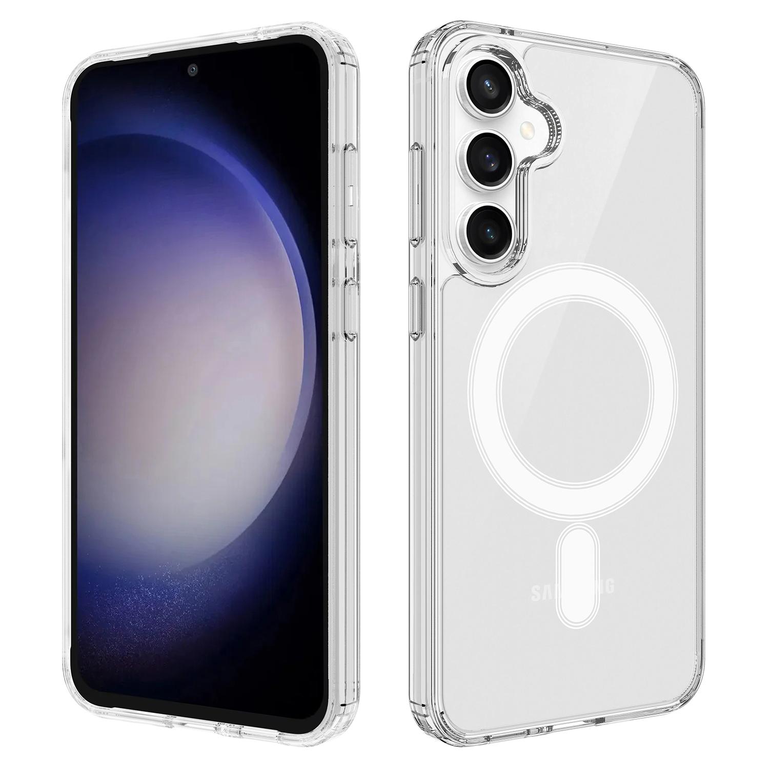 

For Samsung Galaxy S24 FE Case Compatible with MagSafe TPU+Acrylic Clear Back Phone Cover Transparent