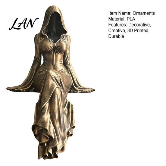 3D Printed Gothic Sculpture Reaper Goddess Figurine Ornaments, Dark Style Sculpture, Abstract Art Faceless Statue for Desktop Bookshelf Decor Durable