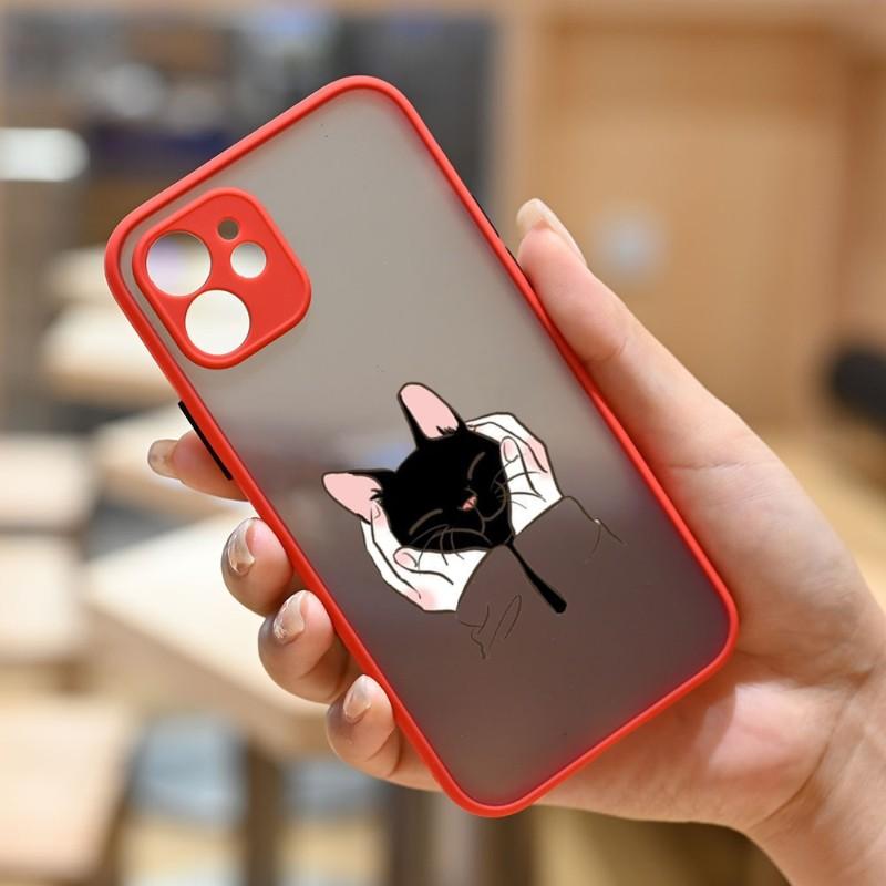 Cute Cat Phone Case For IPhone 14 13 12 11 Mini Pro Max XS X Max XR 8 7 Plus SE 2022 Skin Color Phone Cover