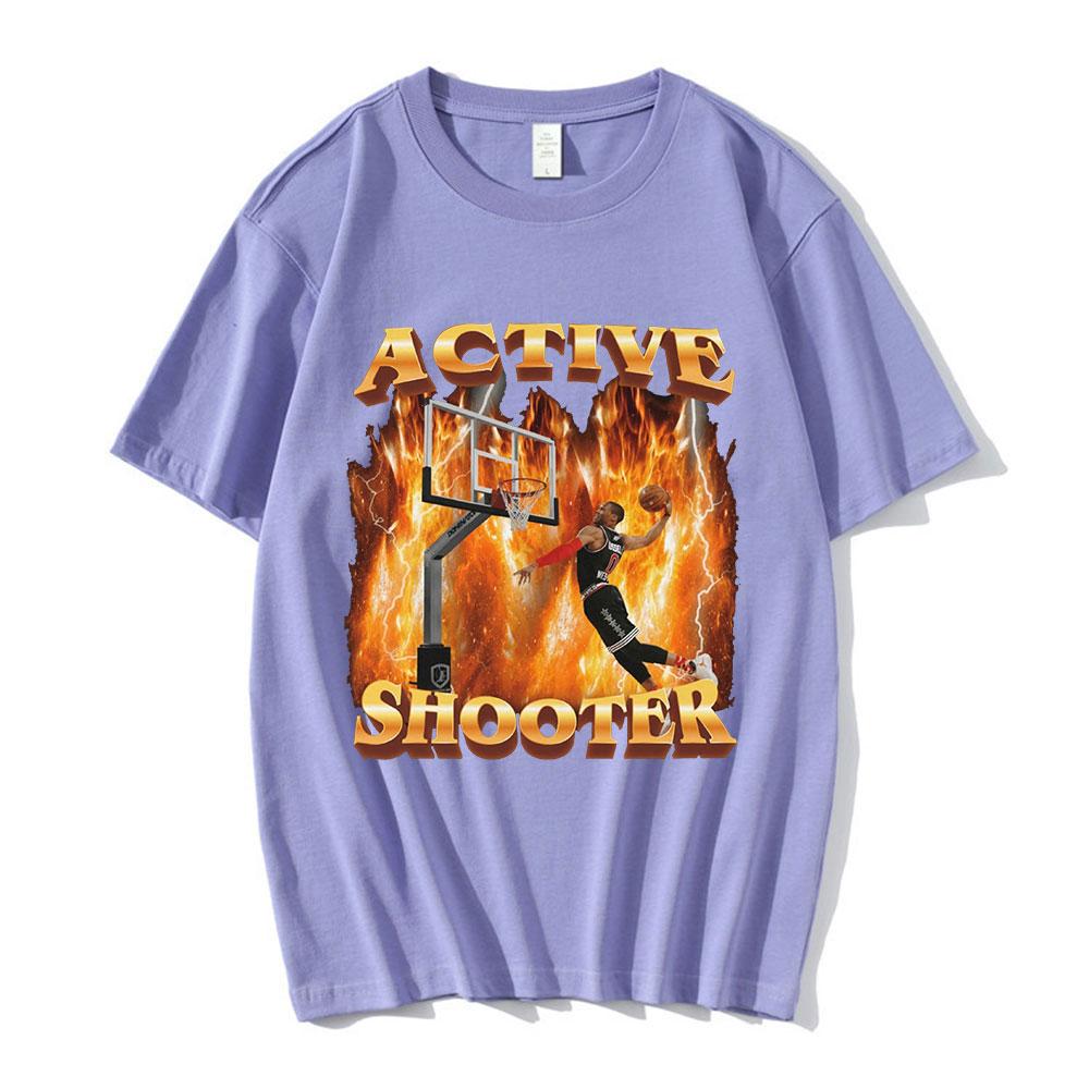 Tričko s vtipným memem Active Shooter Pánská móda Vintage Trička s krátkým rukávem Bavlna Ležérní Oversized Harajuku Trička