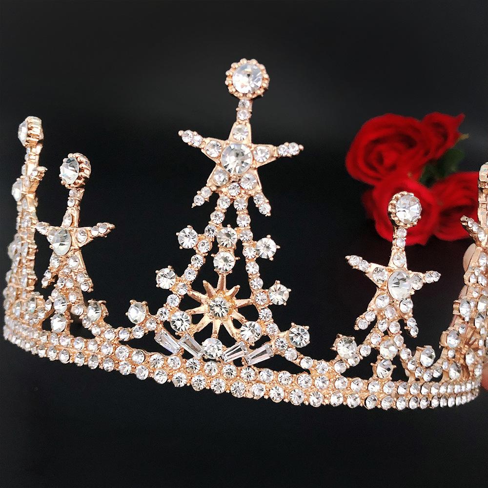 New Bridal Hair Accessories Star Bridal Crown Headdress Copper Elegant Luxury Wedding Headband Accessories Crown