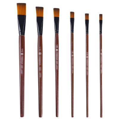 6 Pcs Nylon Hair Painting Brush Artist Paint Brushes Flat Acrylic Brush Watercolor Paint Brush Drawing Supplies