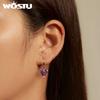 WOSTU 925 Sterling Silver Blue Purple Rainbow Heart Hoop Earrings for Women Sweet Romantic Drop Pendiente New Year Jewelry Gift