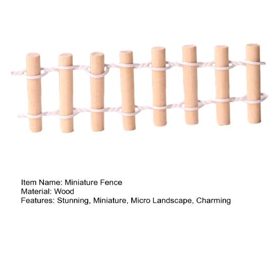 Mini Fairy Garden Fence 3.5x1.2" Miniature Wooden Decorative Picket Fence Building Model for Micro Landscape Dollhouse Accessories