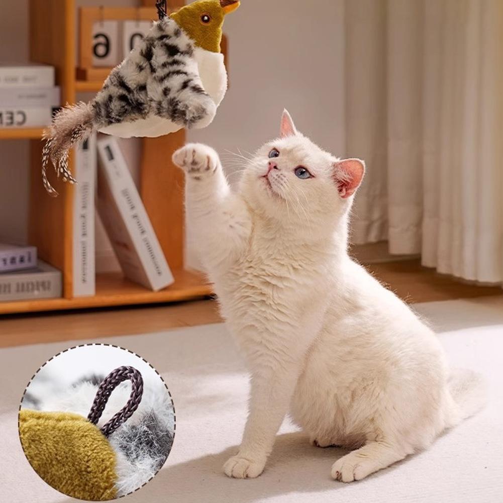 New Rechargeable Interactive Tapping Chirping Bird Cat Toy with Replacement Bird Skin Popular Cat Toy