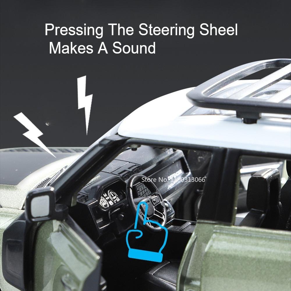 1:24 Alloy Land Rover Defender 110 Models Toys Miniature Cars with Pull Back Light Music Off-road Model for Toddler Kids Gifts