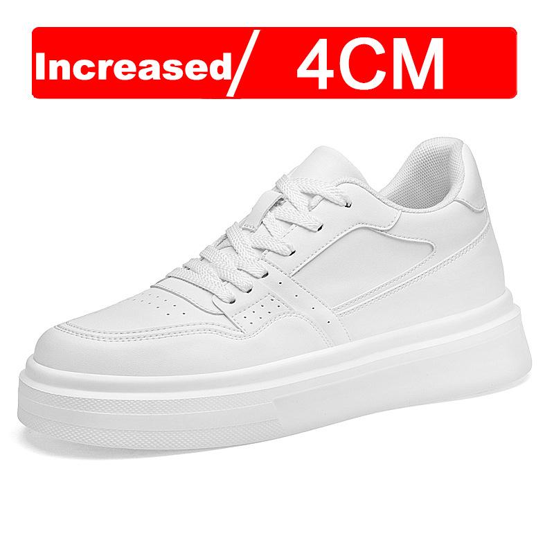 Zapatos Casuales con Plataforma Moda Cuero PU Zapatos Elevadores para Hombre 6cm 8cm 10cm Aumento Invisible de Altura Zapatillas Blancas Cortex