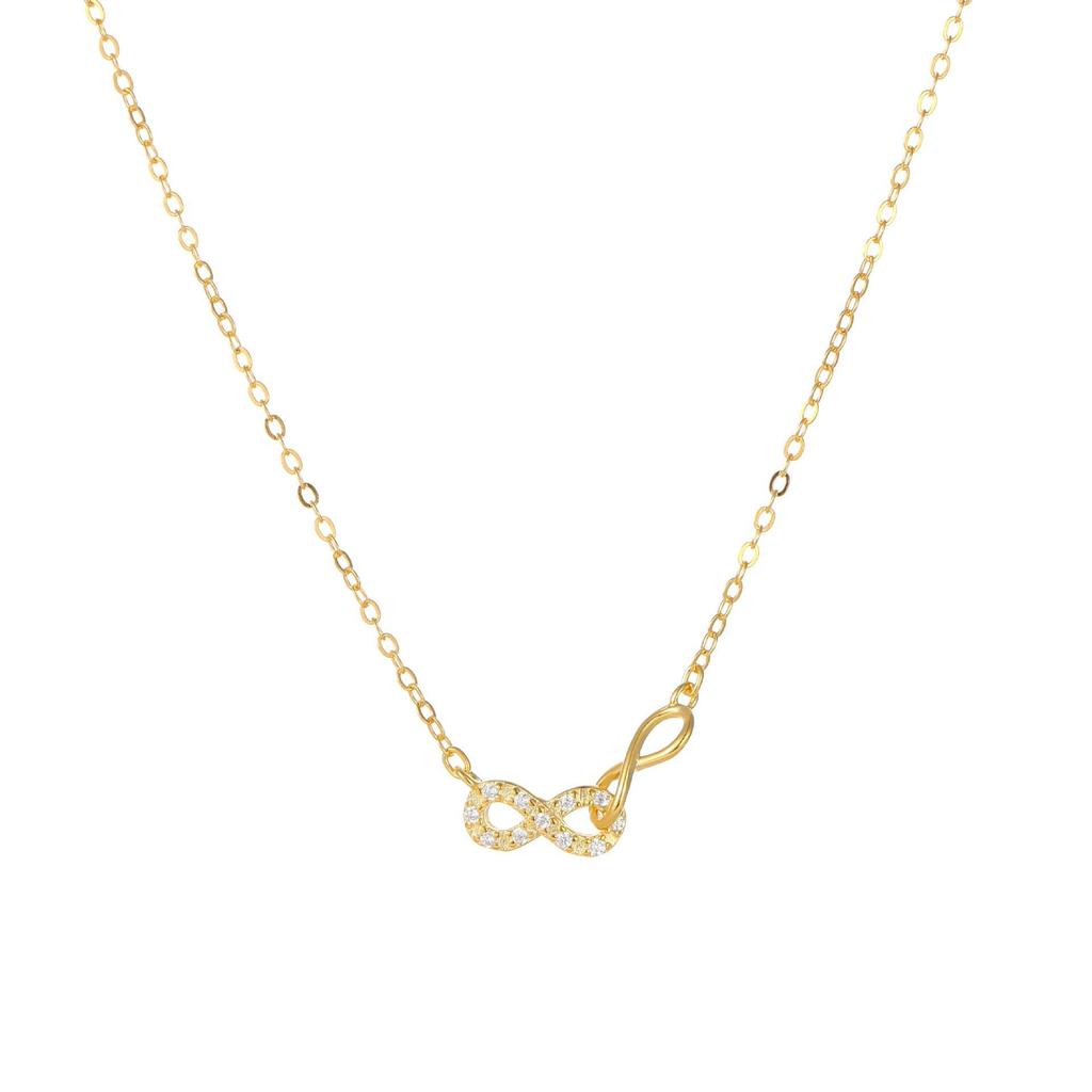 S925 Gold Double 8 Necklace - Exquisite Infinite Love Collarbone Chain