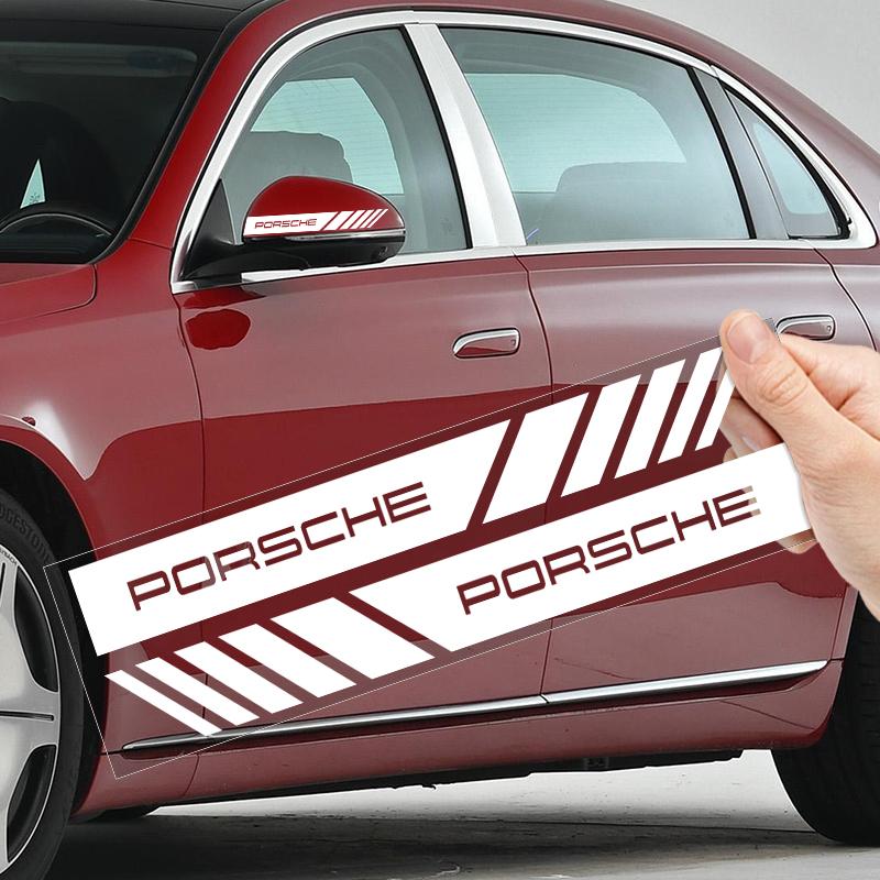 2Pcs Car Stripe Stickers Rearview Mirror Reflective Vinyl Decals Decoration For Porsche Cayenne Panamera Macan Boxster 911 Carrera-GT 944 918 917