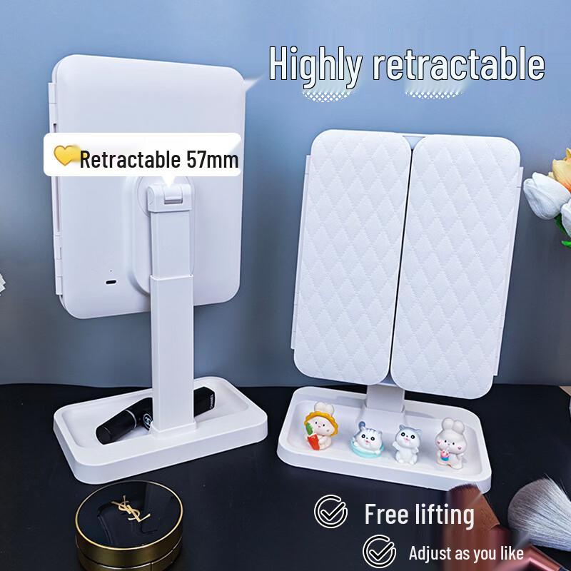 oenyled Retractable LED Desktop Makeup Mirror