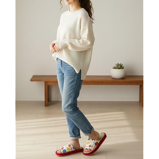 [emptio] Japanese Pattern Platform Tatami Slippers Comfort Plush Indoor Slippers Rush Grass Cushione