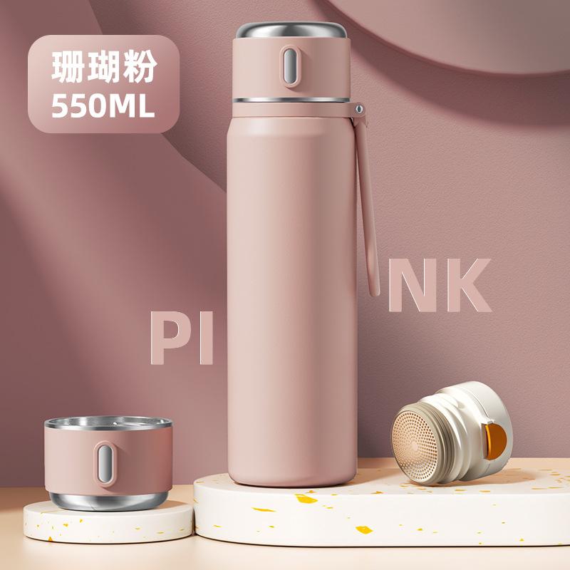 550ml Smart 316 Stainless Steel Thermos Cup with Tea Cup Vacuum Flasks Home Outdoor Portable Water Cup Thermos Bottle