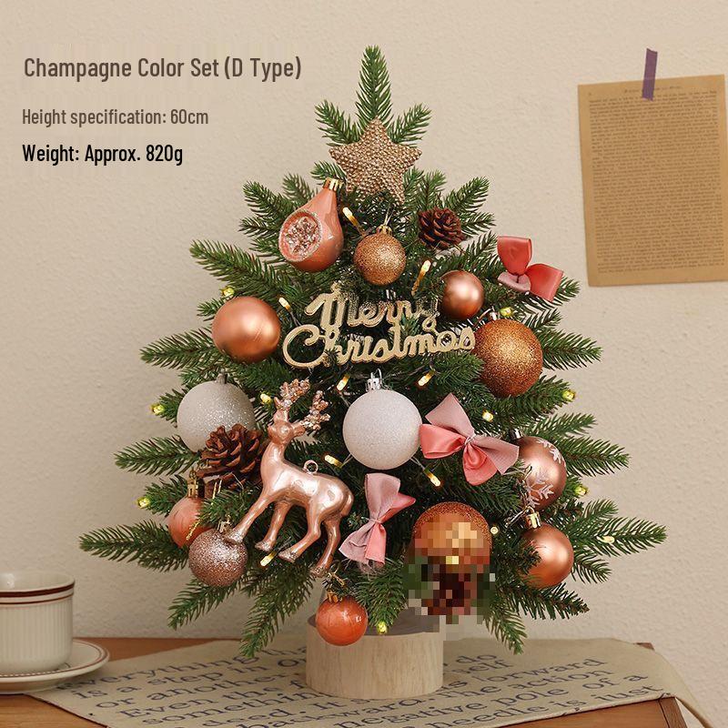 2024 Mini Christmas Tree with Lights: Stylish Tabletop Ornament for Home Decor