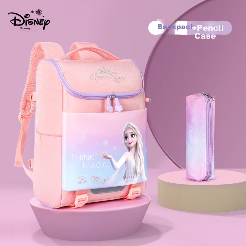 Disney Backpack for Primary School Students Grades 1-3, Lightweight Spine-Protecting Integrated Opening
