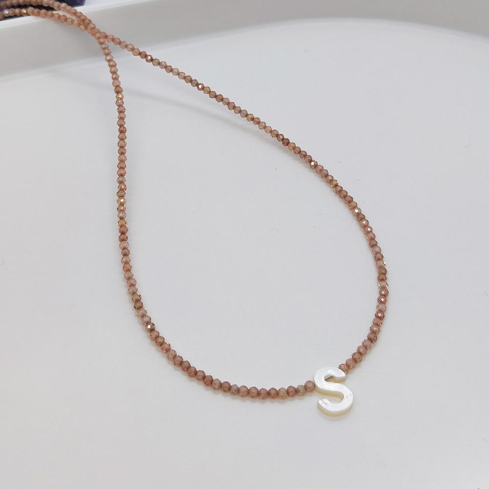 Elegant 2m Zircon Beaded Clavicle Chain: 26-Letter Deep Sea Shell Necklace for Women.