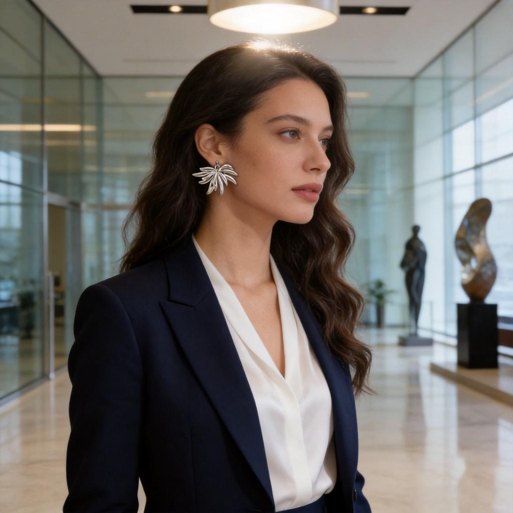 Floral Stainless Steel Earrings For Women With Stylish Spring Accessory