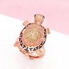 Creative Fashion New in Exquisite Turtle Rings for Women Charming Party Copper Plated Rose Gold Zircon Opening