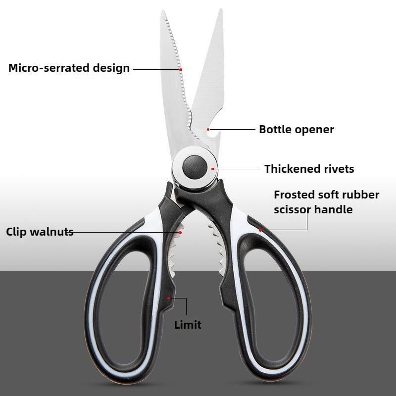 Vielseitige Küchenschere aus Edelstahl, strapazierfähig, spülmaschinenfest, zum Schneiden von Fleisch, Geflügel, Fisch und zum Öffnen von Flaschen