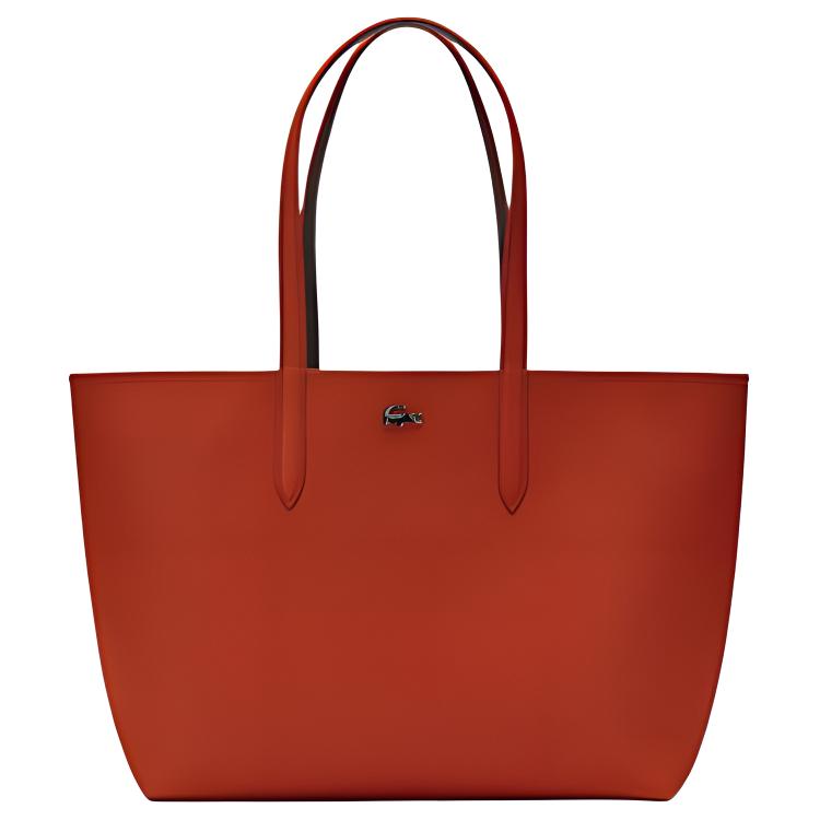 Lacoste Anna Fashion Versatile Commuter Tote Bag Shopping Bag PVC Shoulder Bag Large Women tote bags Red-Tea Cloud-Black NF2142AAM50 Black Tea & Dark Cloud Black,Large