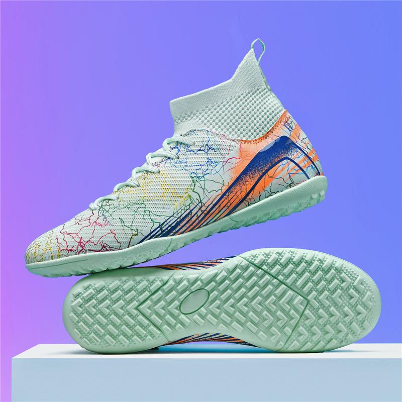 Student football shoes youth men's and women's high-top spike sneakers summer children's broken nail training shoes