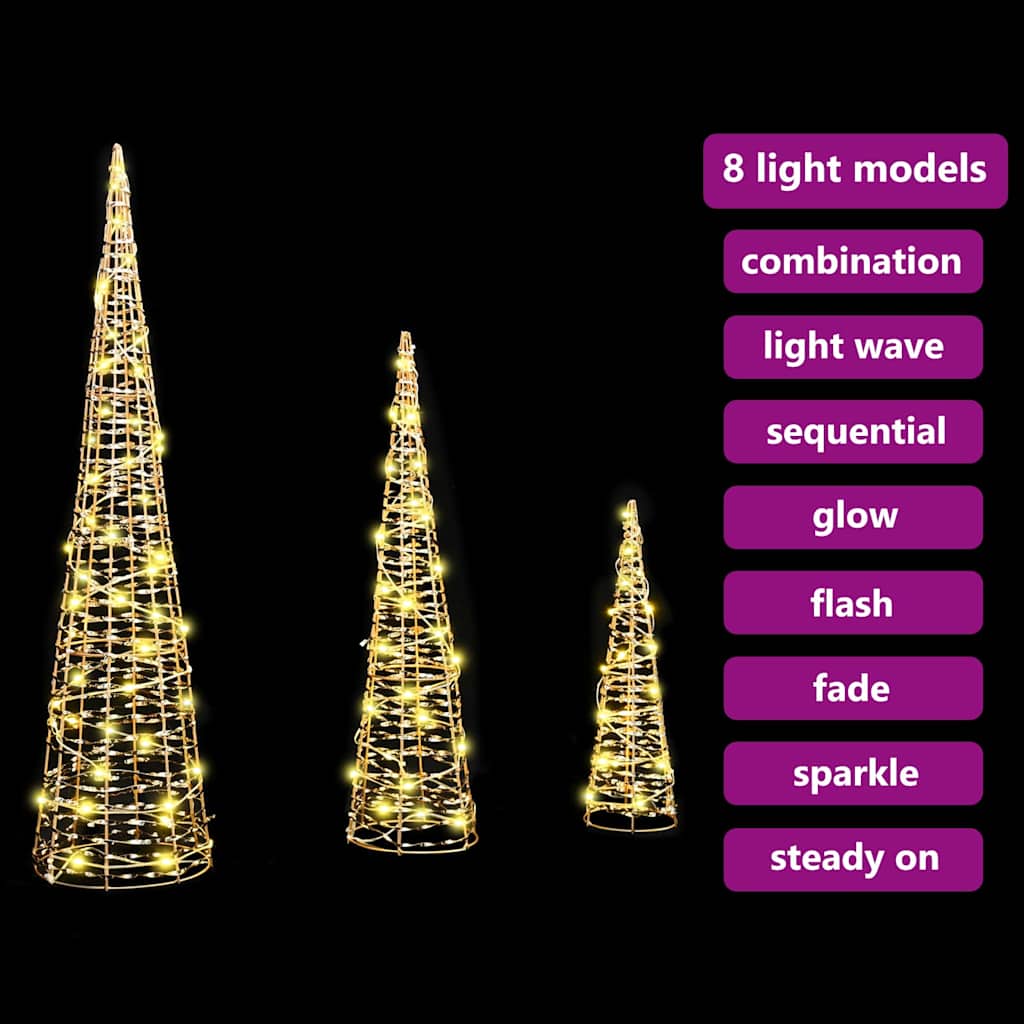 Christmas Tree with 90 LEDs 3 pcs Warm White 20 x 20 x 80 cm PET