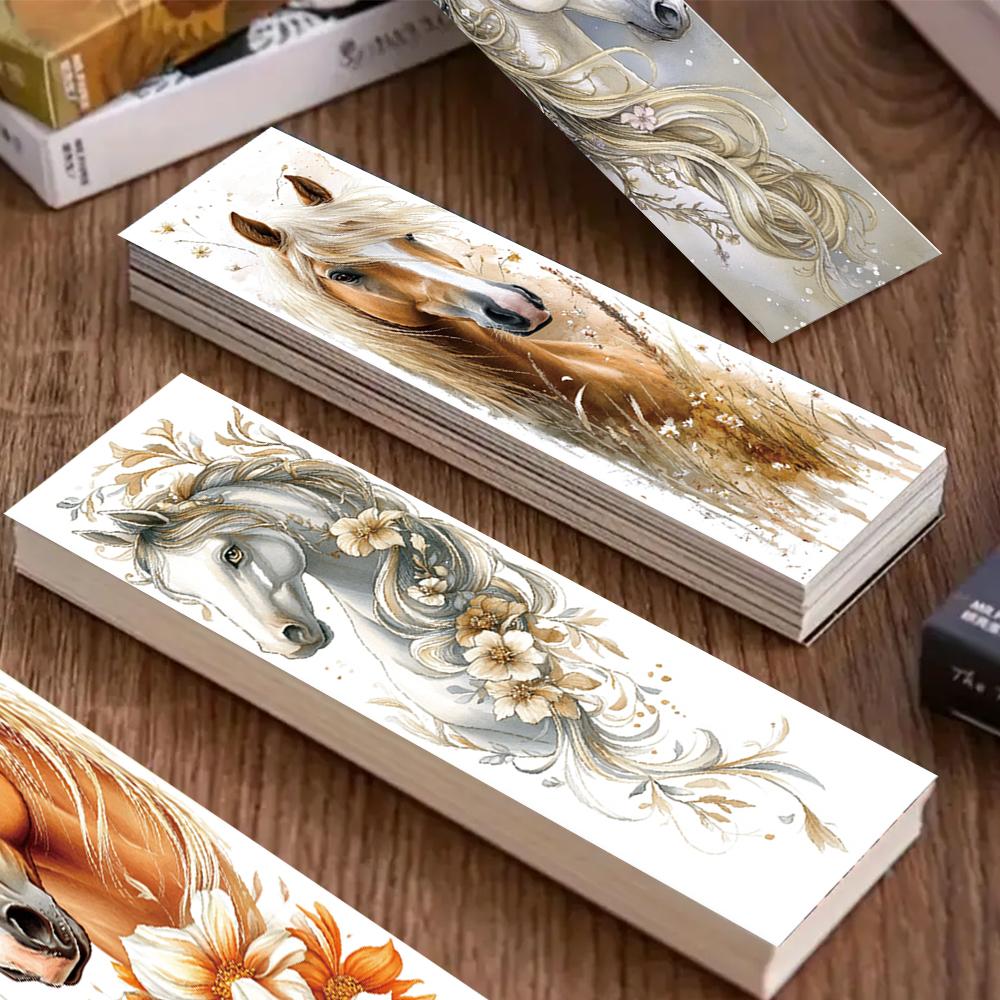 32pcs, Watercolour Horse Bookmarks, Maiden and Horse Series for Teachers, Readers and Book Lovers, Bookmarks, Gifts, Party, Birt