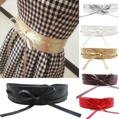 Breiter, selbstbindender Damen-Wickelgürtel aus Kunstleder mit Obi-Taillenband, Boho-Kleidergürtel