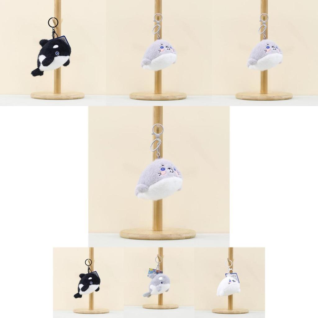 Adorable Plush Whale And Seal Keychain Accessories Soft Stuffed Animal Toys