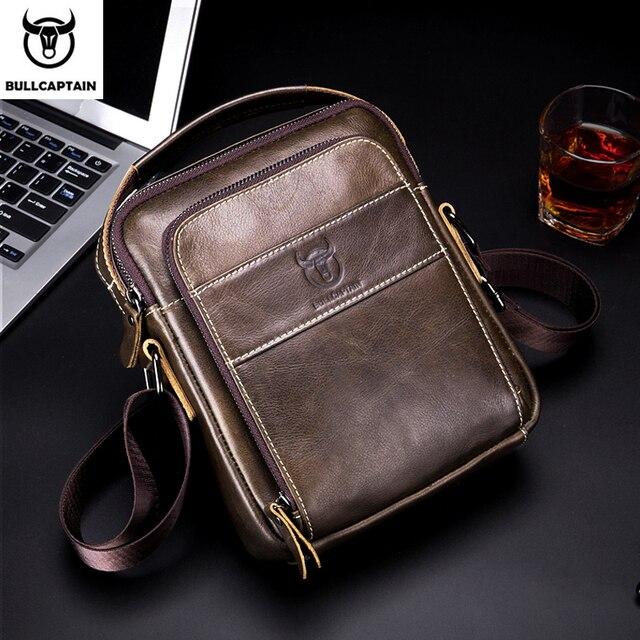 

BULLCAPTAIN брендовая кожаная сумка-мессенджер на молнии в стиле ретро, ​​мужская сумка на плечо, модная красивая сумка, повседневная мужская сумка-мессенджер коричневый