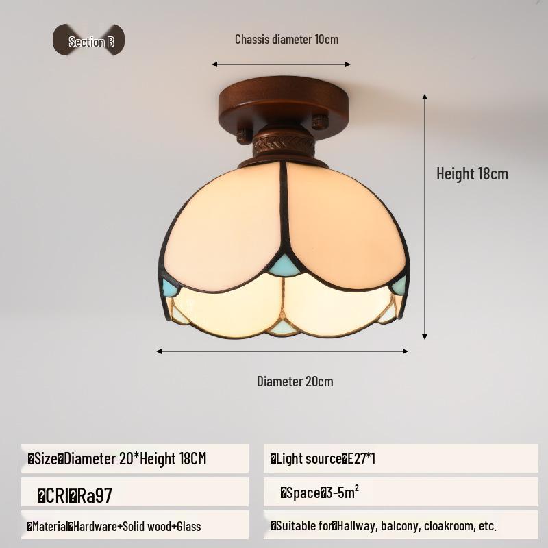 Vintage Chinese Corridor Light: Elegant Glass Ceiling Fixture for Entryway, Balcony, or Closet