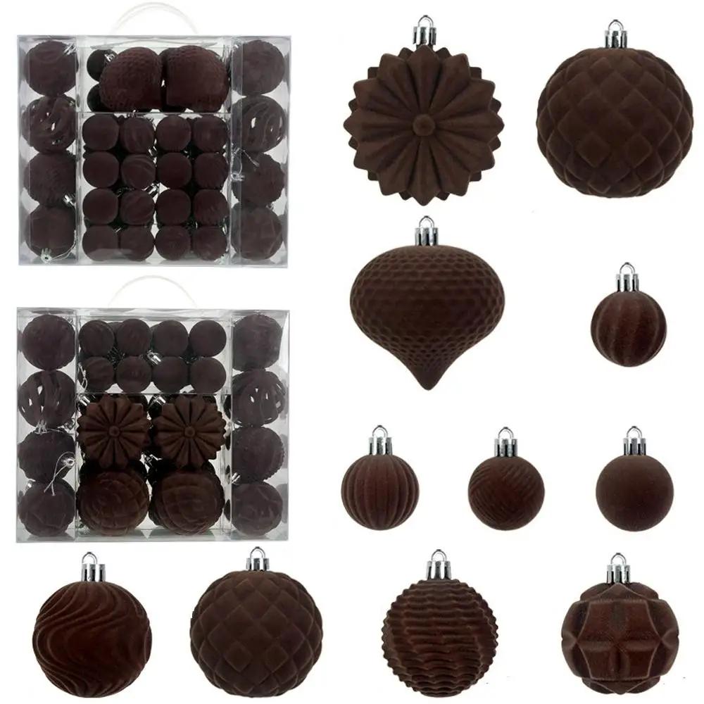 48pcs/set Velvet Christmas Ball Ornaments Christmas Decoration Box Set Products Set Ball Pendant Ball 4/6/8cm Christmas Hom Y8M5