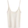 Calvin Klein Solid Color Fashion Simple Embroidered Ribbed Knit Top Women Tops Milk-White J223612