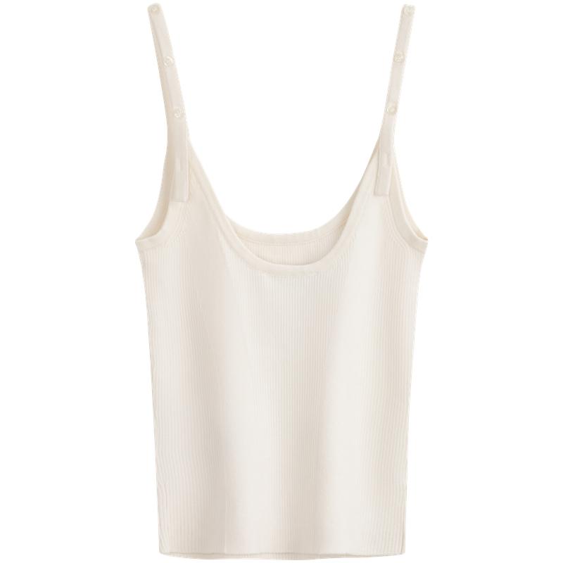 Calvin Klein Solid Color Fashion Simple Embroidered Ribbed Knit Top Women Tops Milk-White J223612